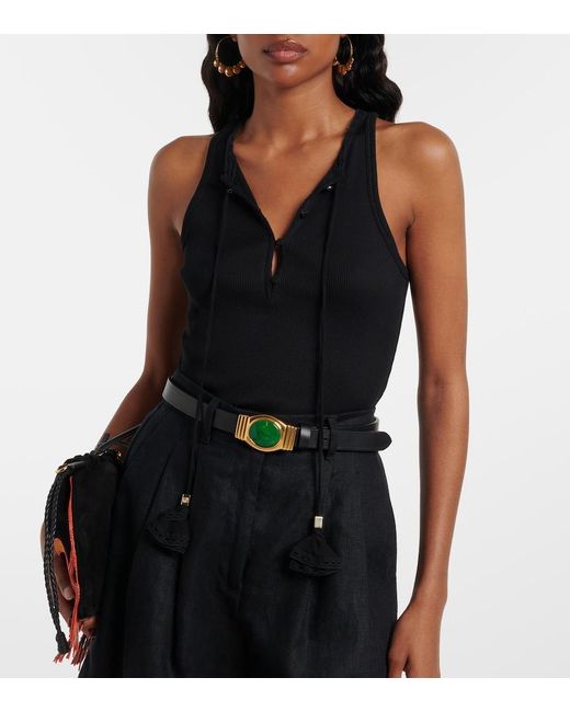 Dorothee Schumacher Black Pure Sleekness Ribbed-Knit Cotton Tank Top