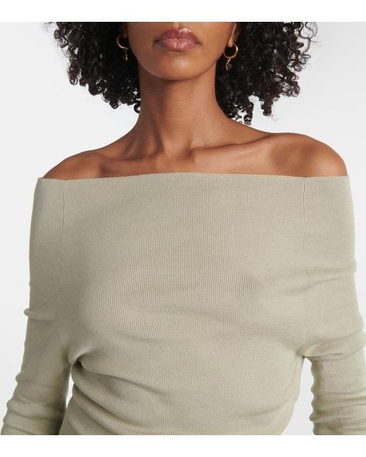 AYA MUSE Natural Kora Off-Shoulder Silk-Blend Maxi Dress