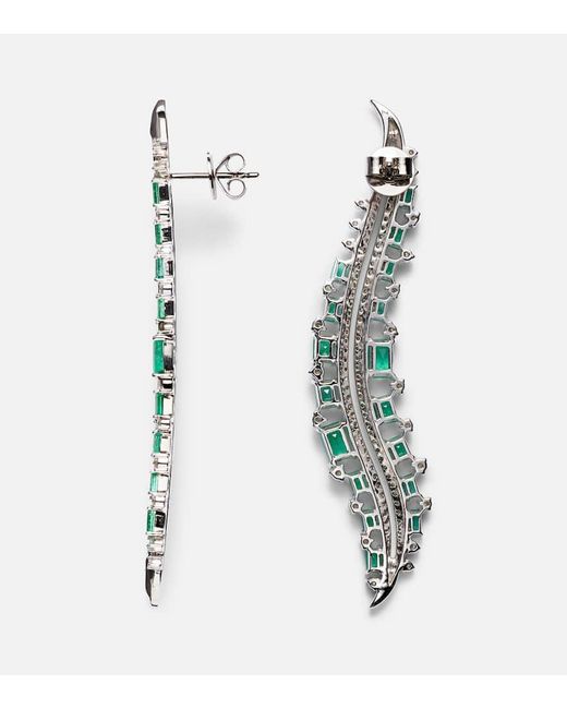 ANANYA Green Ohrringe Scatter Aus 18Kt Weissgold Mit Diamanten Und Smaragden