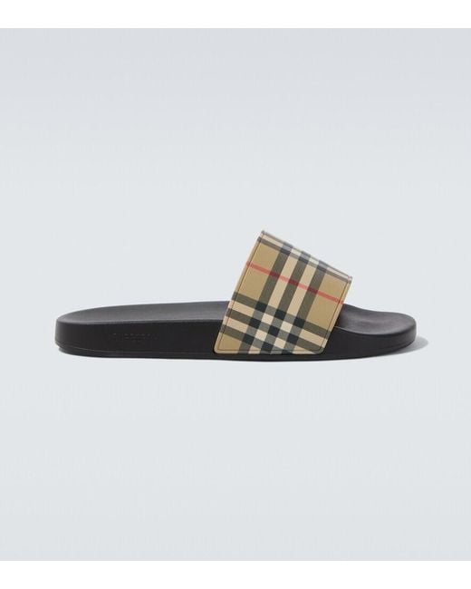 Burberry Natural Check Slides for men