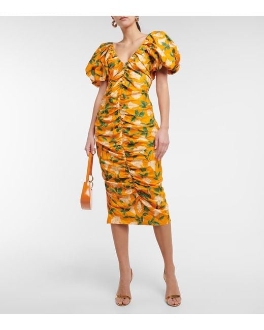 Agua Bendita Metallic Midikleid Camelia Sabanero Dorado