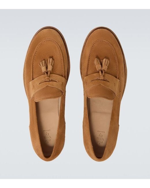 Eleventy Brown Tasseled Suede Penny Loafers for men