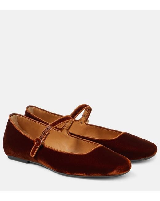 Tod's Brown Velvet Mary Jane Flats