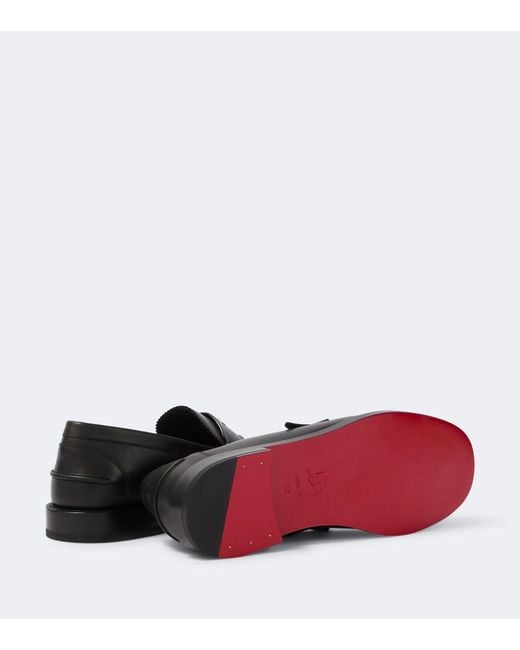 Christian Louboutin Black Plato Leather Penny Loafers for men