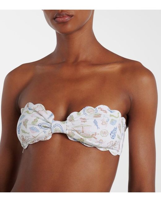 Marysia Swim White Antibes Scalloped Bandeau Bikini Top