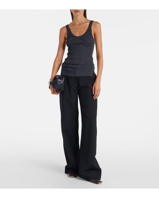 Calvin Klein Black Ella Ribbed-Knit Wool Tank Top