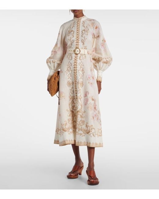 Zimmermann Natural Hemdblusenkleid Hypnotic Aus Leinen