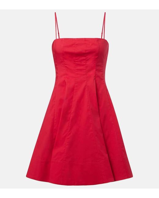 Staud Red Minikleid Wylie Aus Baumwolle