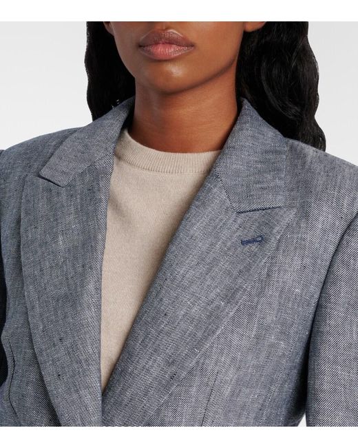 Brunello Cucinelli Blue Hemp And Linen Blazer