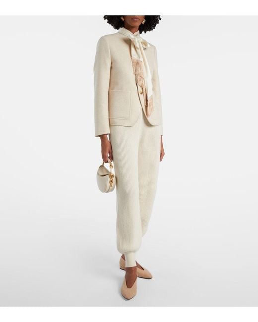 Loro Piana Natural Rebecca Herringbone Ballet Flats