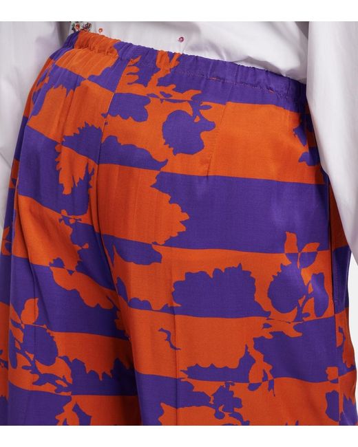 Dries Van Noten Red Printed Wide-Leg Pants