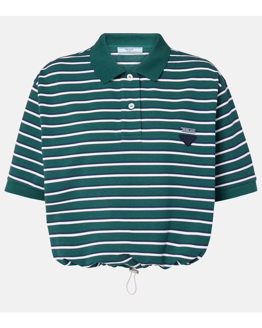 Prada Green Cropped-Polohemd Aus Baumwolle