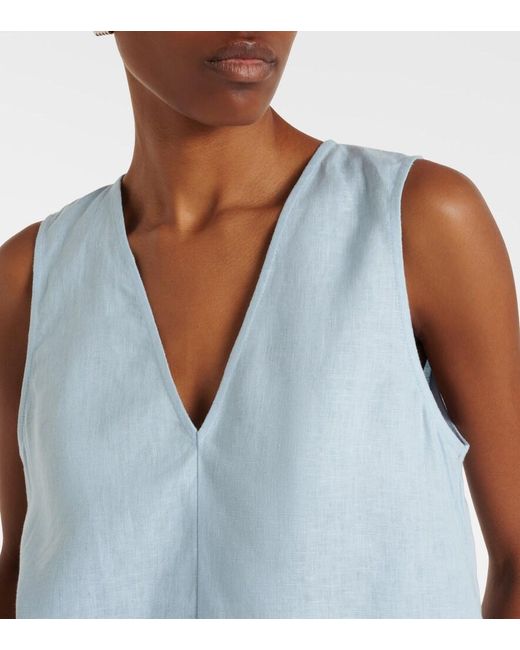 Asceno Blue Manta Linen Top