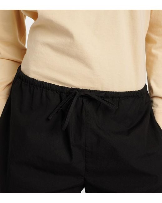 Leset Black Kyoto Cropped Cotton Wide-Leg Pants