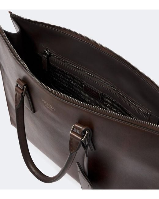 Prada Brown Leather Briefcase for men