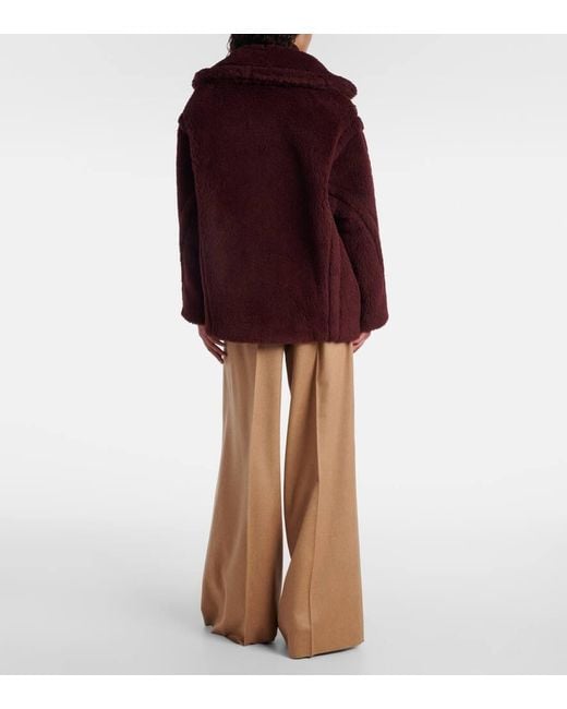 Max Mara Red Olga Apaca, Wool And Silk Peacoat