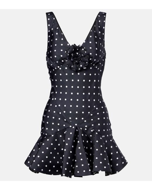 Rodarte Blue Polka-Dot Silk Twill Minidress