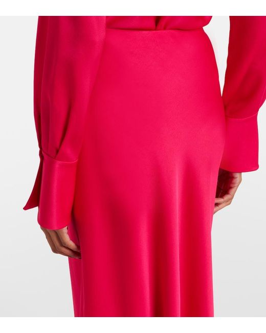 Jonathan Simkhai Red Kiri Satin Maxi Skirt