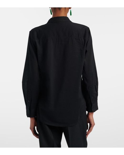 Nili Lotan Black Nathael Ruffled Cotton Shirt