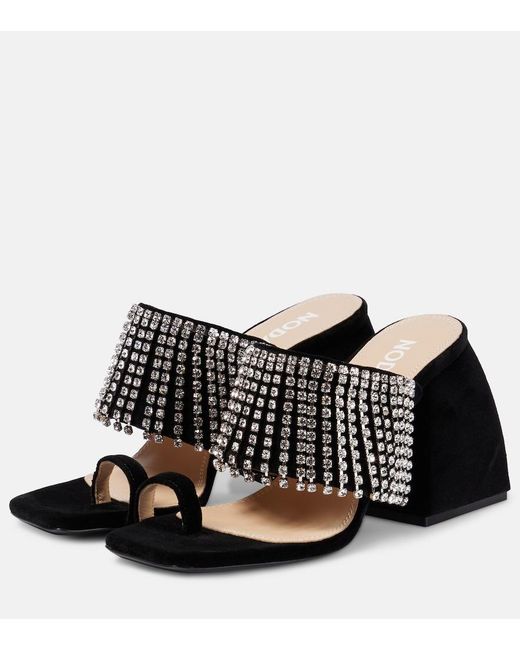 NODALETO Black Bulla Preston Velvet High Sandals