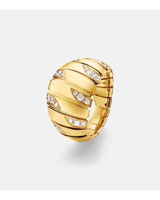 BVLGARI Metallic Tubogas 18Kt Ring With Diamonds