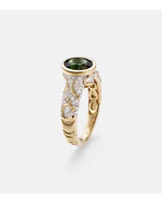 Marina B White Ondine 18Kt Ring With Diamonds And Tourmaline
