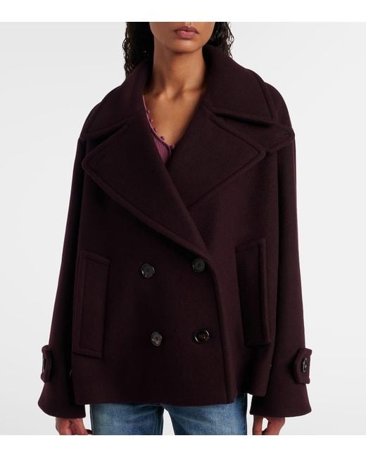 Abrigo Cruzado En Mezcla De Lana Chloé de color Purple