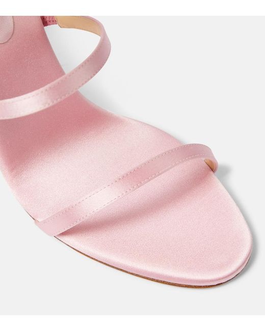 Magda Butrym Pink Floral-applique Satin Sandals