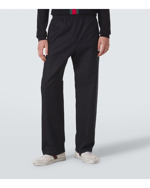 Gucci Blue Gg Canvas Straight-Leg Pants for men
