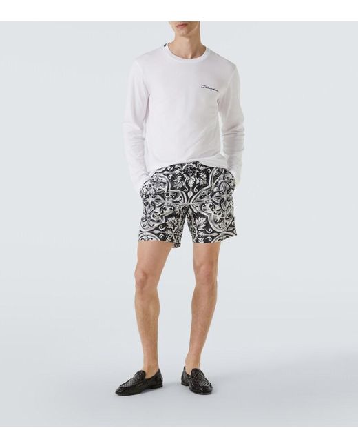 Dolce & Gabbana White Logo Embroidered Cotton Jersey T-Shirt for men