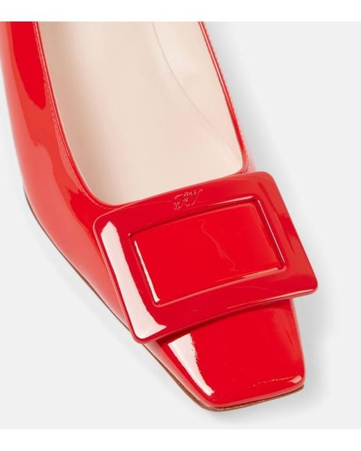 Roger Vivier Red Belle Vivier 45 Patent Leather Slingback Pumps