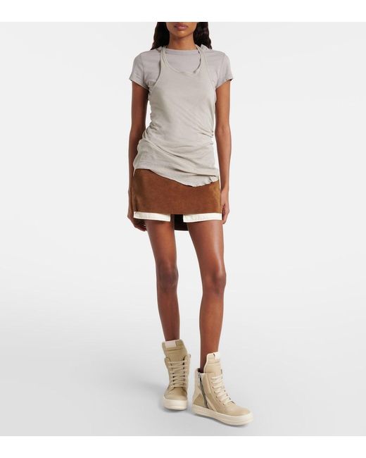 Rick Owens Natural Geobasket Leather Sneakers
