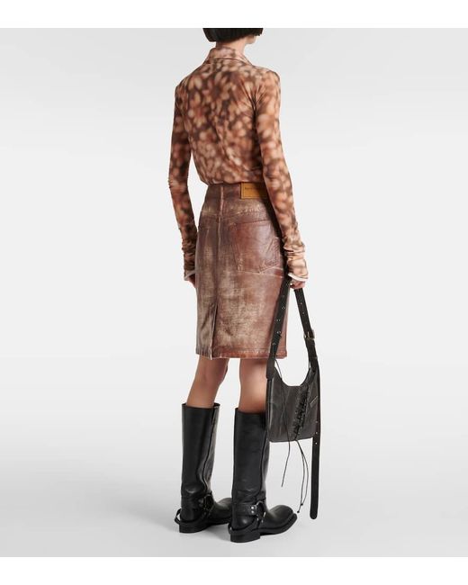 Minifalda Ilisa de denim estampado Acne de color Brown