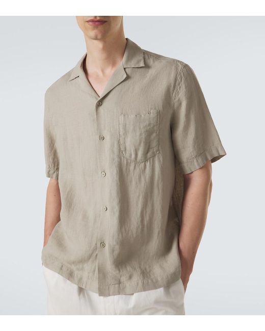 Frescobol Carioca Natural Angelo Linen Bowling Shirt for men