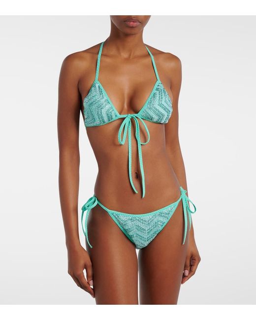 Missoni White Zigzag Lame Bikini Top