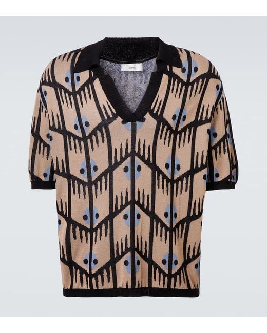 Commas Black Jacquard Polo Shirt for men