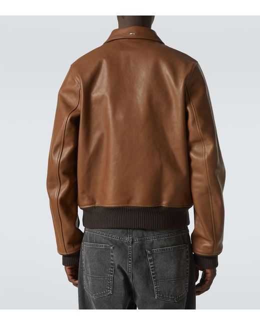 Our Legacy Brown Pharos Leather Bomber Jacket for men