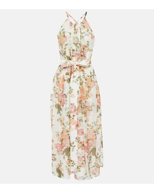 Erdem Metallic Zinnia Floral Cotton And Silk Midi Dress