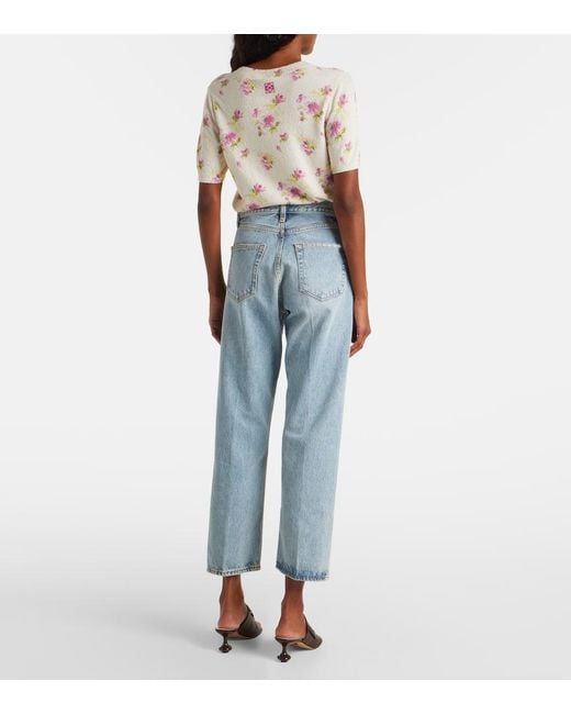 Jeans Rectos The Vertical Crop De Tiro Alto FRAME de color Blue