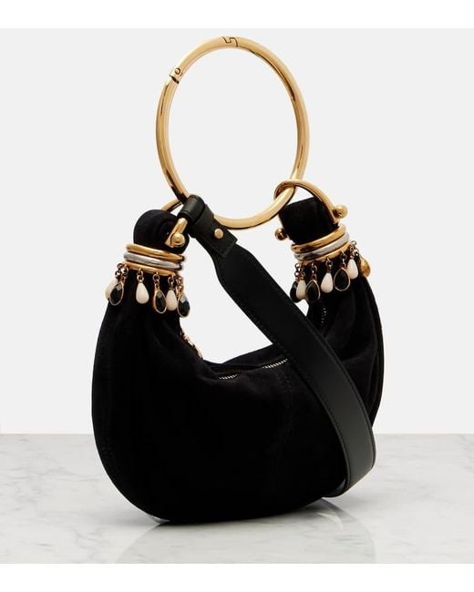 Chloé Black Schultertasche Bracelet Small Aus Veloursleder