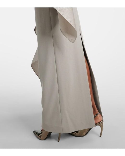 Solace London Gray Rosalia Draped Satin-Trimmed Gown