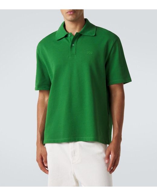Loewe Green Logo Embroidered Cotton Polo Shirt for men