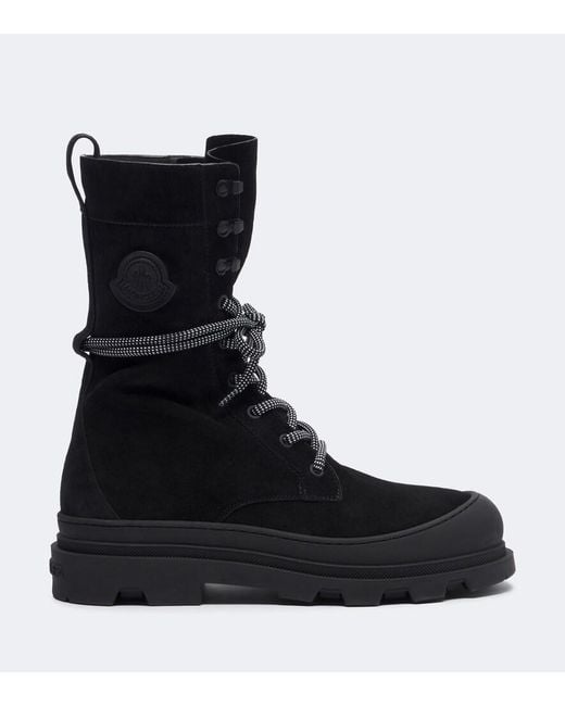 Moncler Black Vera Suede Lace-Up Boots