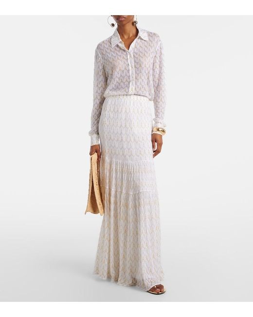 Missoni White Lame Maxi Skirt