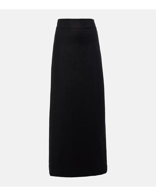 Adriana Degreas Black Cotton-Blend Maxi Skirt
