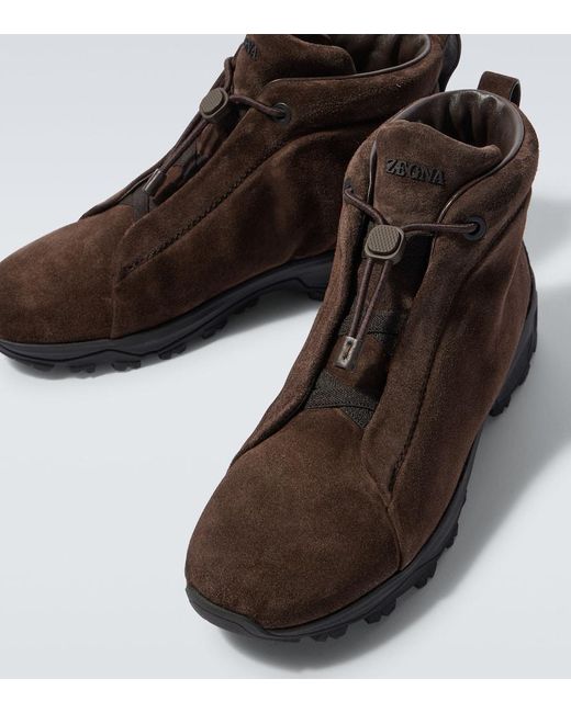 Sneakers Triple Stitch di Zegna in Brown da Uomo