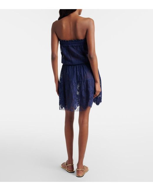 Melissa Odabash Blue Isla Hs Cotton-Blend Lace Romper