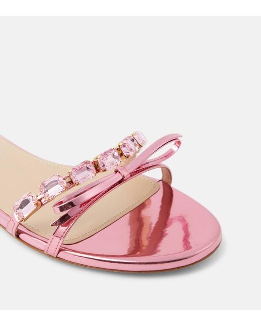 Giambattista Valli Pink Embellished Mirrored Leather Sandals
