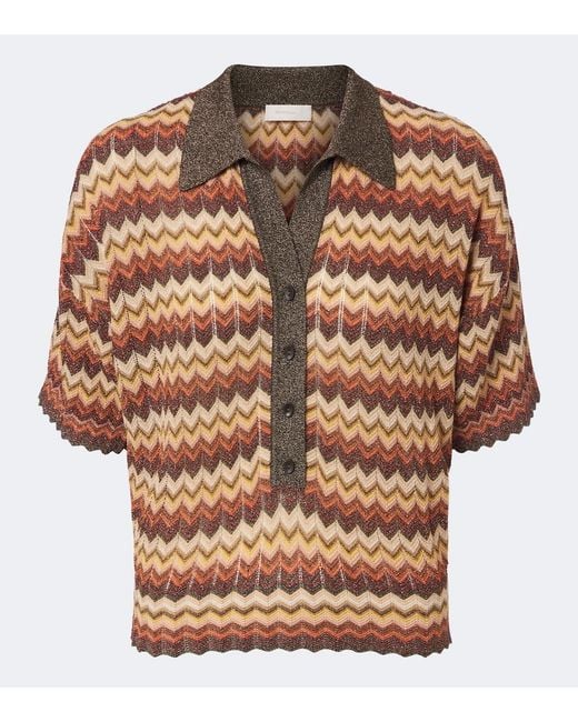 Faithfull The Brand Multicolor Raya Chevron Lame Polo Sweater