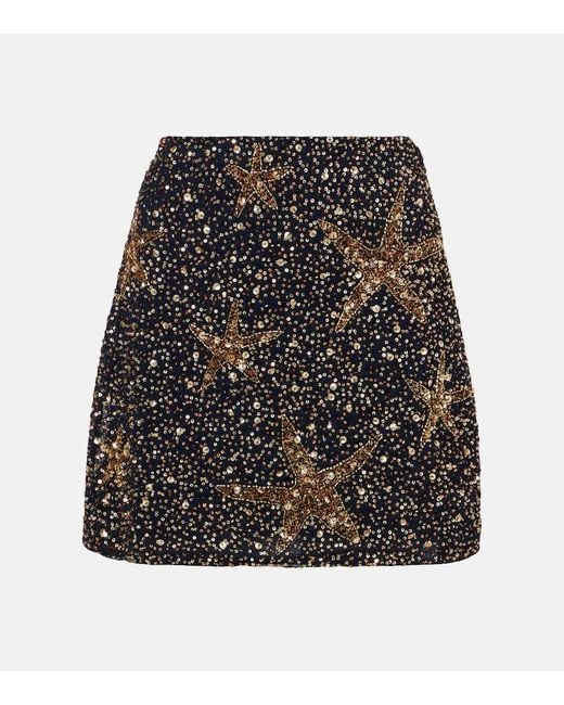 Rixo Black Minna Sequined Miniskirt